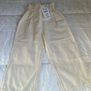 Kids Beige Wide-Leg Pants
